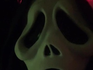 Ghostface you to watch him jerk off till he cums. |Halloween special|