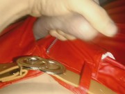 Booty dance and cute cumshots onto my sexy red leather pants 🥵💧💧 10/16