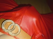 Booty dance and cute cumshots onto my sexy red leather pants 🥵💧💧 5/16