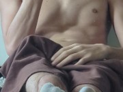 Young Twink in White Socks unpacks his MASSIVE COCK 2/16