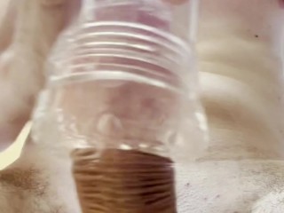 Solo French Man Masturbate With A Transparent Fleshlight Closeup And A Big Cumshot