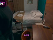 Step mom fucks with step son till twice cum in shared hotel room with one bed 1/16