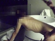 Asian couple having sex in an outdoor jacuzzi, someone is peeking. 15/16