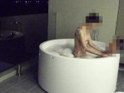 Asian couple having sex in an outdoor jacuzzi, someone is peeking. 5/16