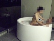 Asian couple having sex in an outdoor jacuzzi, someone is peeking. 6/16