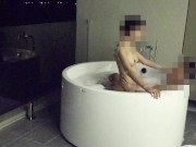 Asian couple having sex in an outdoor jacuzzi, someone is peeking. 7/16