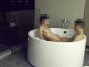 Asian couple having sex in an outdoor jacuzzi, someone is peeking. 9/16