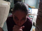 I suck out a nice load and then keep sucking my man afterwards! 15/16