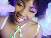 Ebony playing hard with dildo 3/16