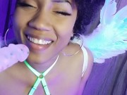 Ebony playing hard with dildo 5/16