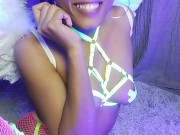 Ebony playing hard with dildo 6/16