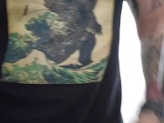 Hung, hairy, tattooed daddy pissing in public 13/16