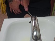 Hung, hairy, tattooed daddy pissing in public 6/16