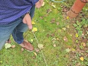 Hung, hairy, tattooed daddy pissing in public 9/16