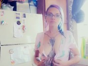 Tittys Almost Hanging Out Putting Dishes Away 16/16