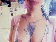 Tittys Almost Hanging Out Putting Dishes Away 2/16