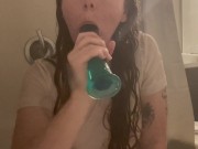 Sexy Redhead Rides Dildo In Shower| ONLYFANS LEOTHEREDHEAD 7/16
