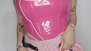 beautiful gamer girl in a sensual and hot dance