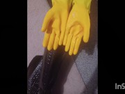 Mistress Night Milks slaves cock in sexy RUBBER GLOVES! Who wants to lick them clean? 16/16