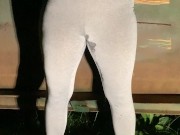 Girl pees in her yoga pants behind dumpster 13/16