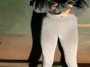 Girl pees in her yoga pants behind dumpster 2/16