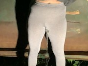 Girl pees in her yoga pants behind dumpster 5/16