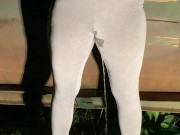 Girl pees in her yoga pants behind dumpster 8/16