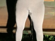 Girl pees in her yoga pants behind dumpster 9/16