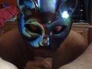 Late night Blowjob and cum swallow in a mask 16/16