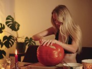Cozy Halloween Pumpkin Carving with Your Girlfriend 2/16