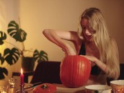 Cozy Halloween Pumpkin Carving with Your Girlfriend 5/16
