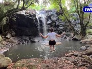 Steamy Public Blowjob by a Gorgeous Girl at the Waterfall - Experience this Intense Real Couple 1/16
