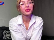 This Beauty With Glasses Made Me Cum Inside Her Pussy! Rough Sex, Creampie, Drooling 1/16