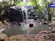Steamy Public Blowjob by a Gorgeous Girl at the Waterfall - Experience this Intense Real Couple 1/16