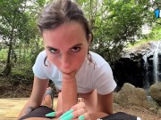 Steamy Public Blowjob by a Gorgeous Girl at the Waterfall - Experience this Intense Real Couple 8/16
