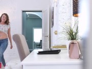 Asian girl with brown hair enjoying impromptu sex after watching a music video 1/16