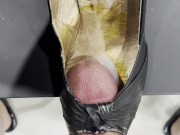 Cumming in Old Peep Toe High Heel Full of Dried Cum 8/16