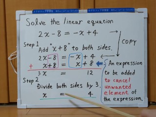 Tokyo 2024-1st [1]Q4 Solve the linear equation.[JapanMath]