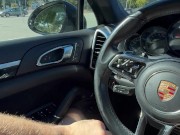 Jerking off in public parking lot. Cum on Porsche steering wheel. 10/16