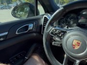 Jerking off in public parking lot. Cum on Porsche steering wheel. 11/16