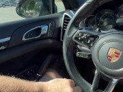 Jerking off in public parking lot. Cum on Porsche steering wheel. 14/16