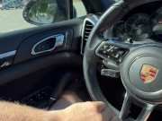 Jerking off in public parking lot. Cum on Porsche steering wheel. 15/16