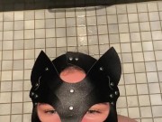 After a successful shower, my mouth was full and I gave him a blowjob 3/16