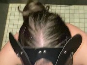 After a successful shower, my mouth was full and I gave him a blowjob 7/16