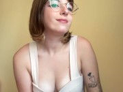 Beautiful brunette squeezes her big tits 4/16