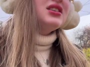 OOPSIE! Cute teen Caught spreading her pussy to pee. So She ready to cum for stranger real public! 1/16