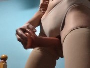 Masturbating Standing up with vibrating dildo and crotchless panties Clip 16/16