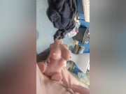 Horny teen loves to fuck his ebony sex doll 8/16