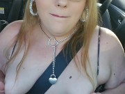 Quick tit flash while riding in car public almost caught 12/16