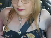 Quick tit flash while riding in car public almost caught 2/16